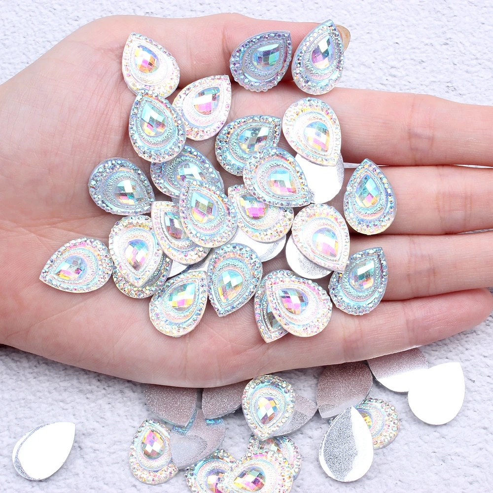 

Drop Shape 13x18mm Big Strass 15g About 40pcs Resin Rhinestones Flat Back For Crafts Scrapbooking DIY Clothes Shoes