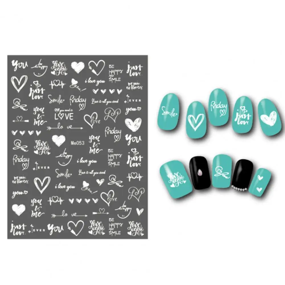

Nail Decals Exquisite Smooth Non-Fading Heart Romantic Valentines Day Nails Love Decals for Girl Nail Transfer Nail Slider