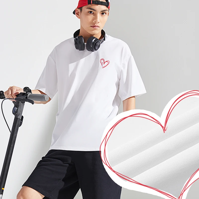 QIAODAN Men T-shirt 2023 Summer New Comfortable Breathable Wearable Lightweight Solid Casual Commuter Pullover Top XHS23231525