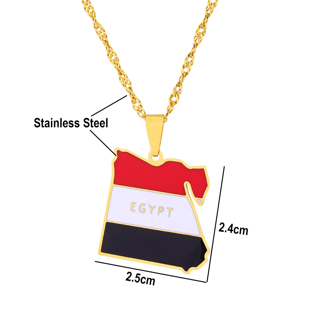 Африканская Карта Египта кулон в форме флага ожерелье из нержавеющей стали для