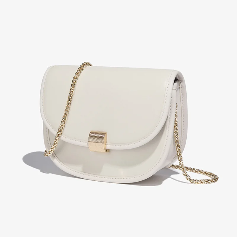 LOERSS Genuine Leather Women's Shoulder Bag Vintage Half Round Saddle Bag French Leather Crossbody Bag Versatile Female Handdbag