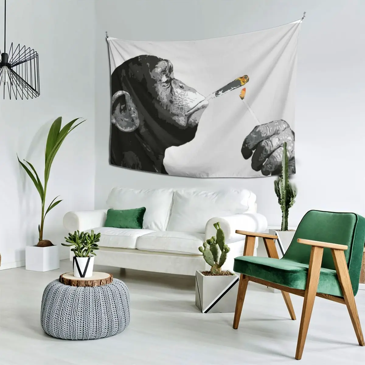 Бэнкси Сэй Шимпанзе Обезьяна Курящий Совместный Гобелен Декор Комнаты