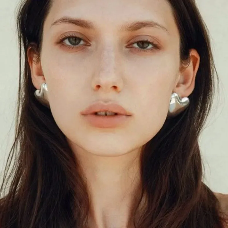 Stainless Steel PVD Large Size Love Heart-shaped Studs Earrings for Women Girls Exaggerated Design Waterproof Party Jewelry Gift