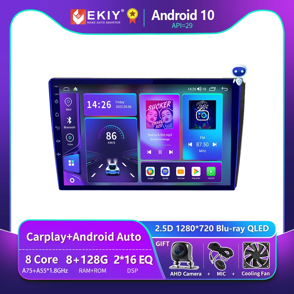 

EKIY T900 8G 128G для TOYOTA HIACE 2010-2018 Автомобильный радиоприемник Android 10 GPS-навигация Стерео QLED Мультимедийный плеер CarPlay Головное устройство