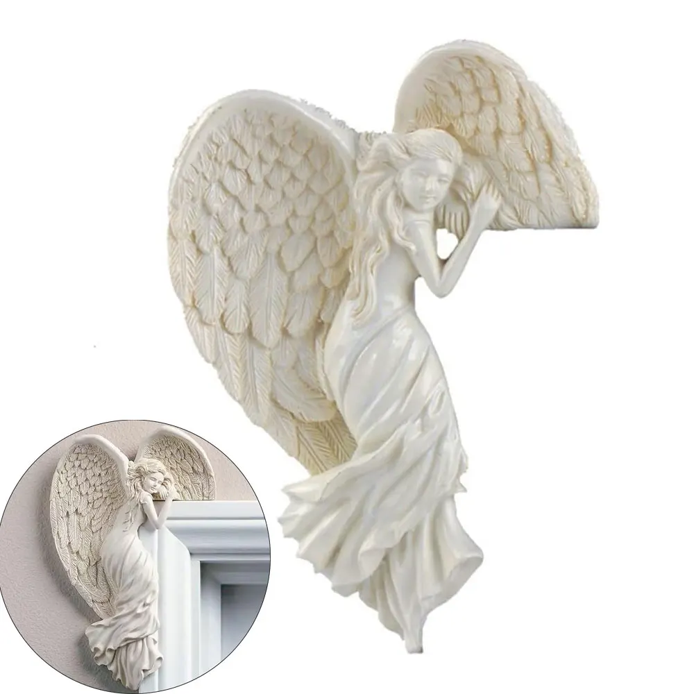 JJYY дверная рама крылья ангела скульптура стена из смолы ремесла товары для дома