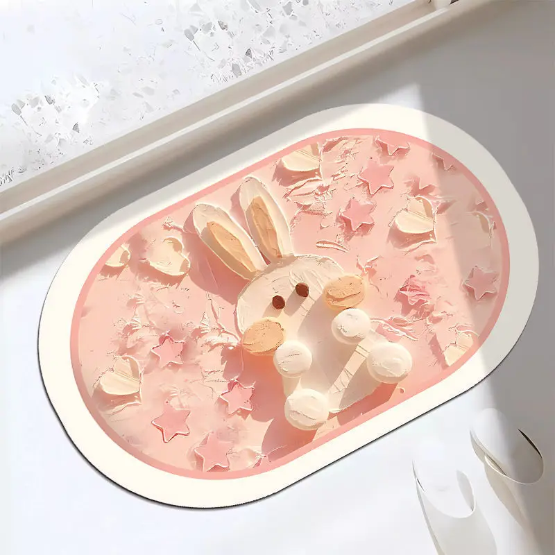 

Cartoon Rabbit Diatom Mud Carpet Living Room Bathroom Lovely Toilet Non slip Floor Mat Household Toilet Water Absorbing Foot Mat