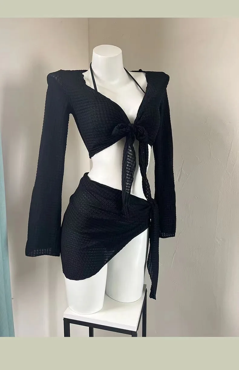 Женское бикини новый сексуальный консервативный комплект из четырех предметов с