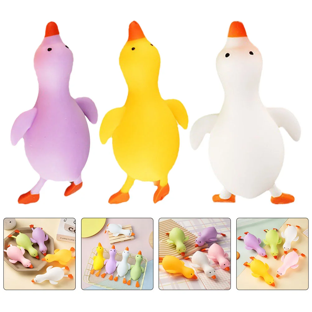 

3 Pcs Kids Toys Squeeze Cartoon Small Duck Simulated Tpr Pressure Gifts Portable Fidget Party Child Squeezing