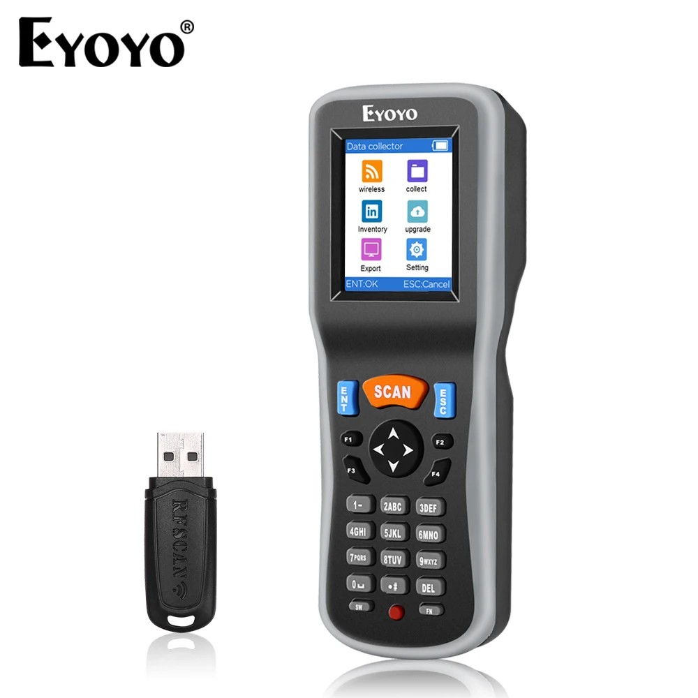 

Eyoyo Wireless 1D Barcode Scanner USB Receiver Inventory Counter Scanner With 2.2" Screen Portable Data Collector For Warehouse