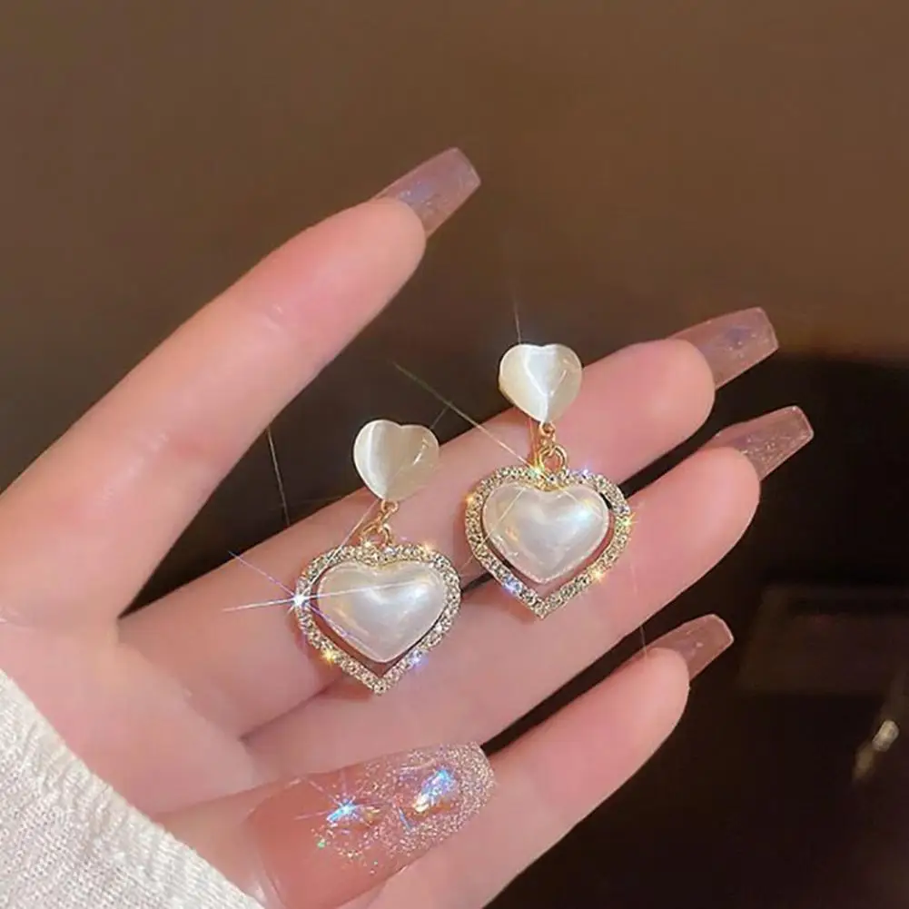 

Trendy Hanging Earrings Elegant High-end Luster Love Party Drop Earrings Jewelry Women Ear Stud for Shopping