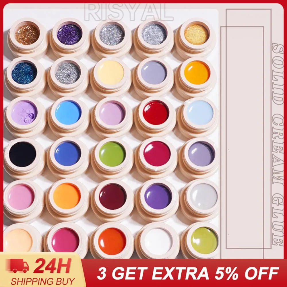 

60 Colors Solid Canned Gel Nail Polish Smoothly Cream Glitter Jelly Color Soak Off UV Semi Permanent Paint Varnish Nail Lacquer
