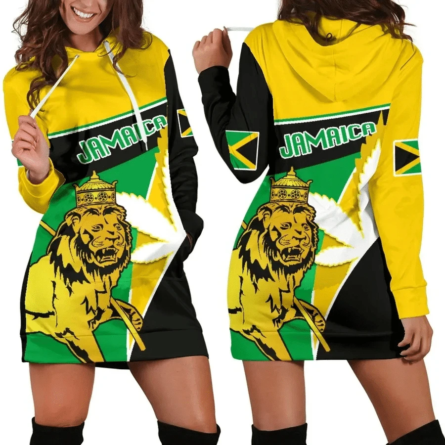 

NewFashion Country Reggae Jamaica Lion Emblem Retro Tattoo 3DPrint Pullover Sexy Women Hoodie Dress Funny Casual