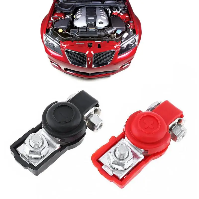 

1 Pair Of Anti-corrosion Metal Car Red Black Wiring Battery Terminals With Screw Clamps Universal Car Modification Accessories