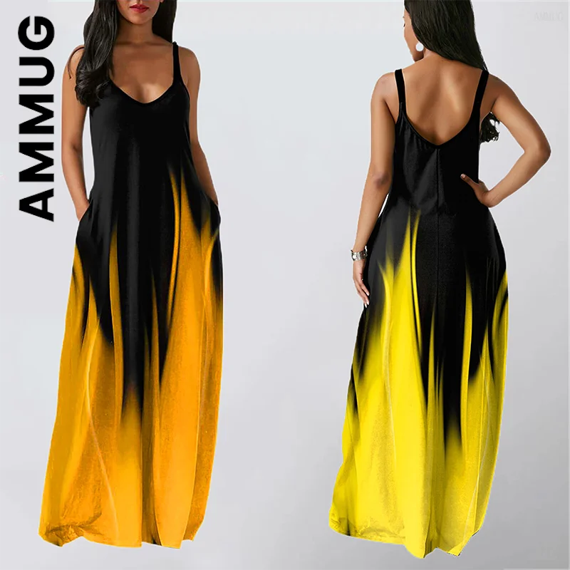 

Платье Ammug на бретелях-спагетти, модные женские праздничные наряды, платье макси, платья, дешевые свободные элегантные женские платья, женское платье