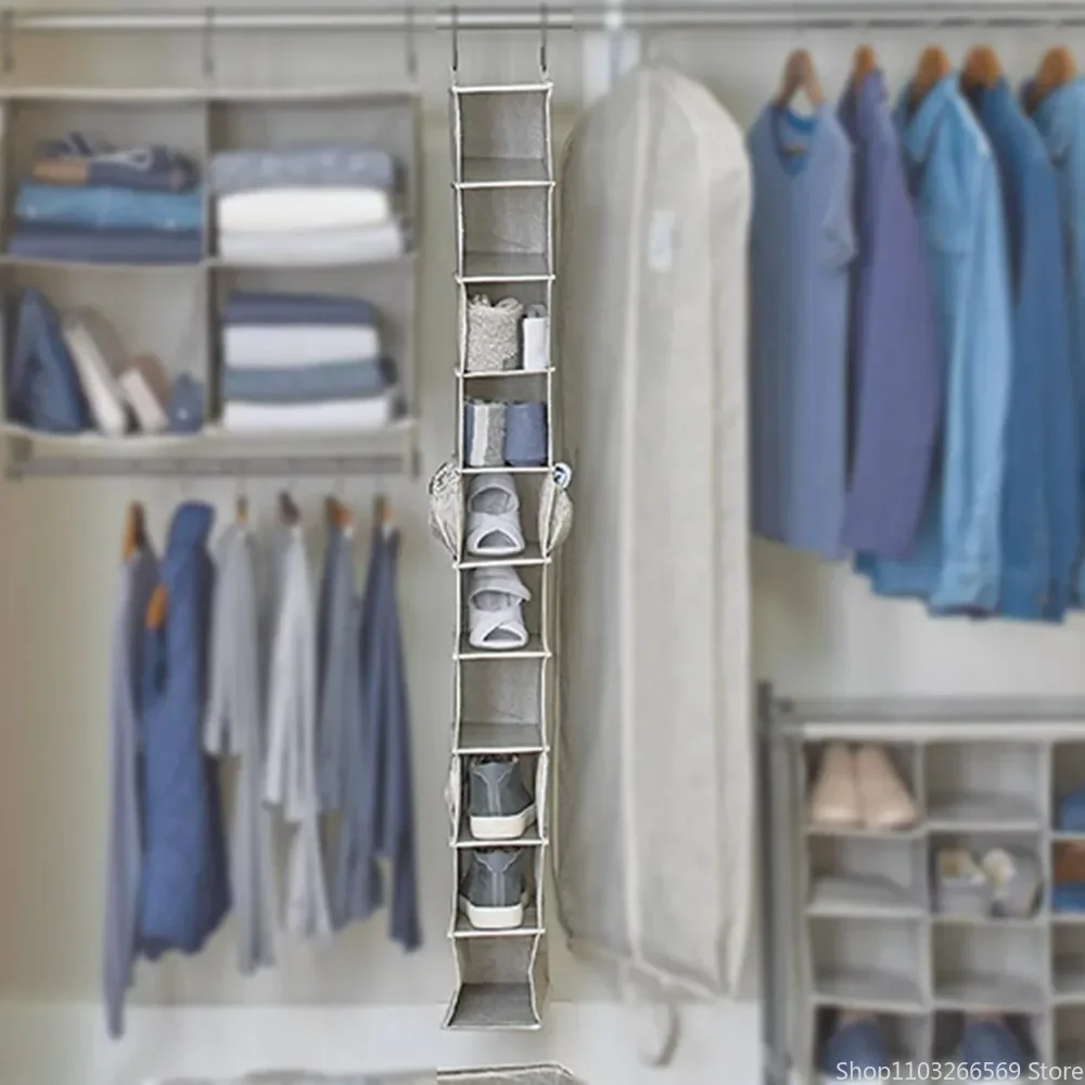 

10-Shelf Hanging Closet Organizer with 4 Side Pockets home organization and storage