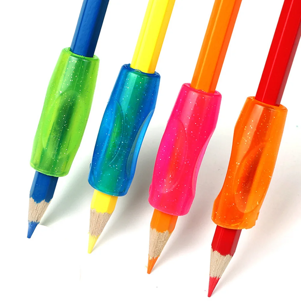 

4pcs Pen Grip Cylinder Shape Handwriting Tool Pencil Training Silicone Student Appliance Soft Corrector Children