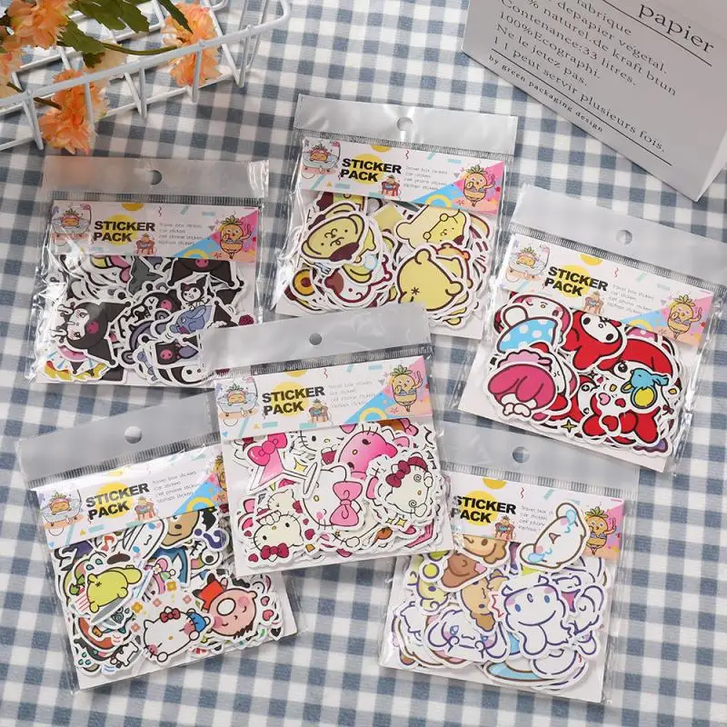 

Sanrioed Anime My Melody Cinnamoroll Kuromi Stickers Cartoon Cute Waterproof for Children Boys Girl Mobile Phone Case Decorative