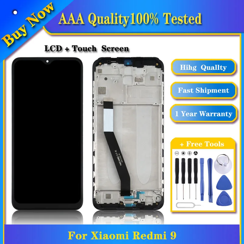 

100% Tested TFT LCD Screen for Xiaomi Redmi 9 M2004J19G M2004J19C Digitizer Full Assembly with Frame