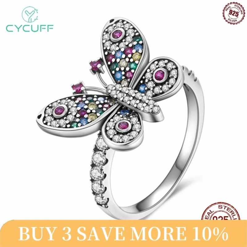 Кольца CYCUFF из серебра 925 пробы с инкрустированными красочными циркониевыми