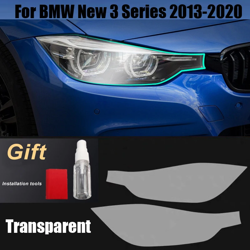 

BMW 3 Series Headlamp TPU Film, Transparent black protective Pre-cut sticker accessories, Auto Style, 2 pieces, 2013-2020