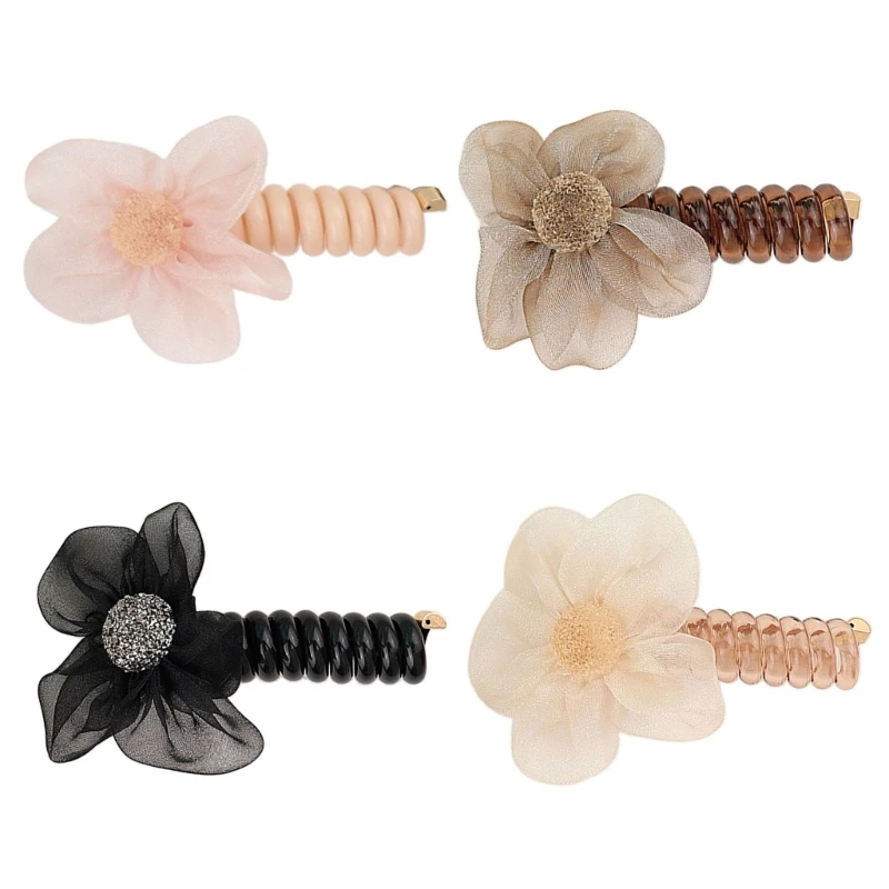 

Flower Hair Scrunchies Bracelets Headwear Elastic Braided Hair Tie Girls Ponytail Holders Phone Cord Scrunchies