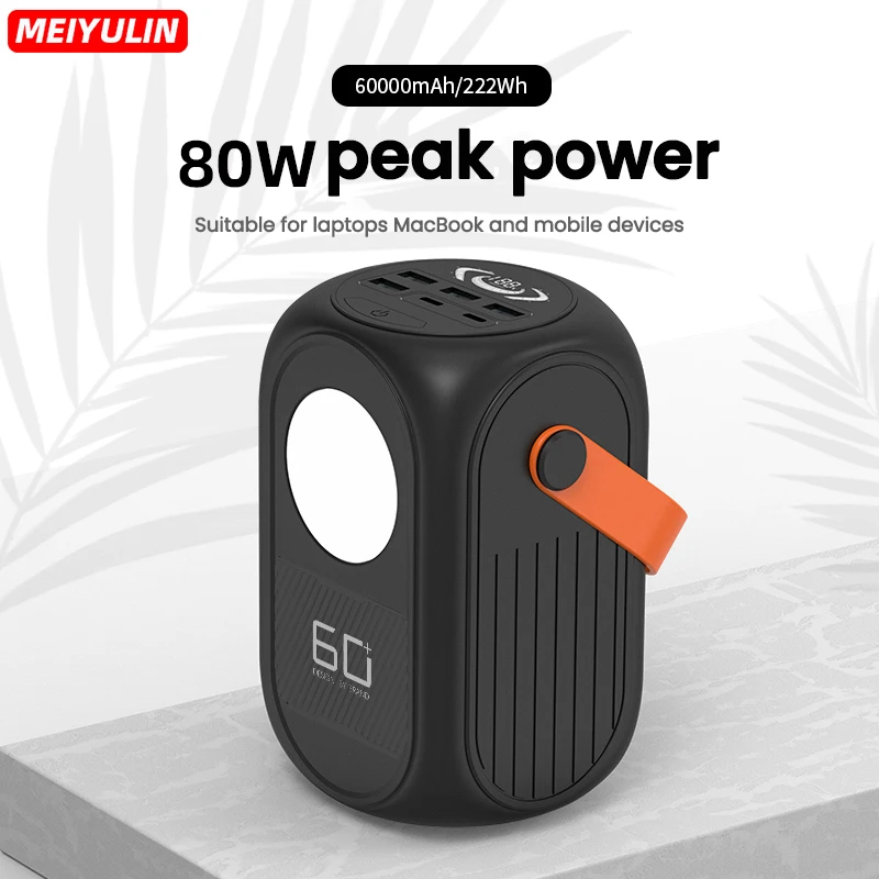 

60000mah Power Bank Station 65W High Power Fast Charge External Battery USB C Portable Powerbank For IPHONE iPad Xiaomi Notebook