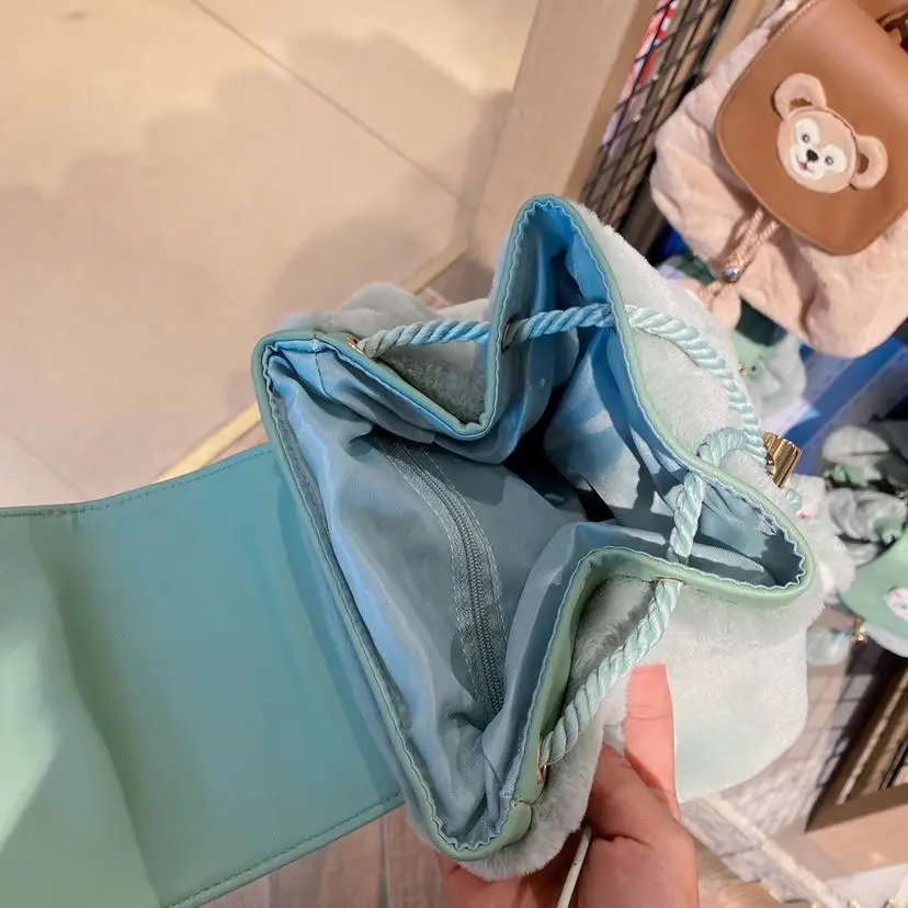 Disney Duffy Geraldoni Student Cartoon Cute Plush Large Capacity Backpack Light Drawstring Zipper Adjustable Casual School Bag