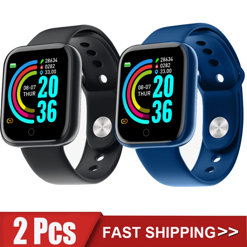 

2Pcs D20 Smart Watch Men Women Digital Watches Bluetooth Sport FitnessTracker Pedometer Y68 Smartwatch for Android Ios Xiaomi