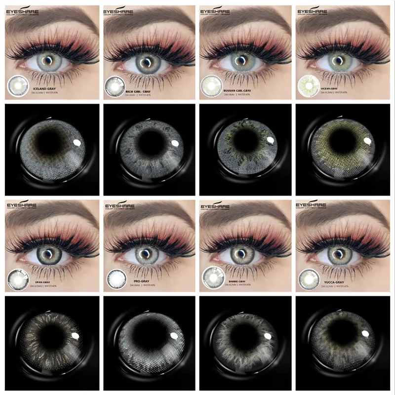 

EYESHARE 2pcs/Pair Colored Contact Lenses For Eyes Yearly Use Cosmetic Contact Lenses Gray Natural Contact Lenses Beauty Makeup