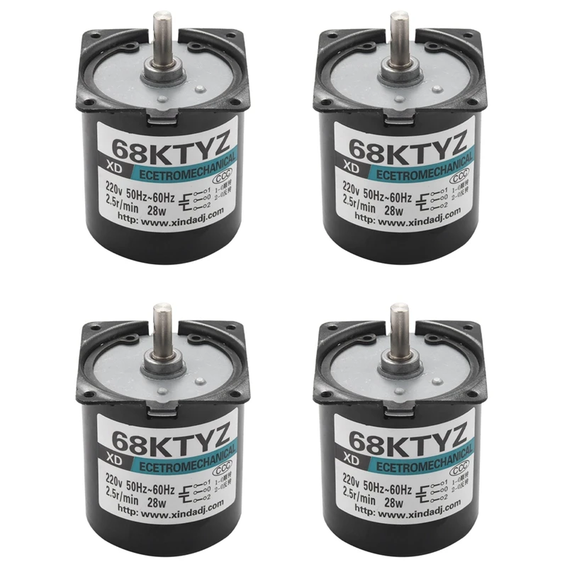 

4 шт. 68Ktyz мини мотор-редуктор Ac 220V 28W 2.5R/Min большой крутящий момент постоянный магнит синхронный мотор-редуктор