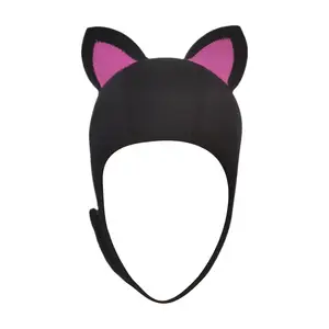 Cat Ears Wetsuit Hood Cap for Women Kids Head Protection Thermal Surfing Hood with Adjustable Hook and Loop Fastener Chin Strap