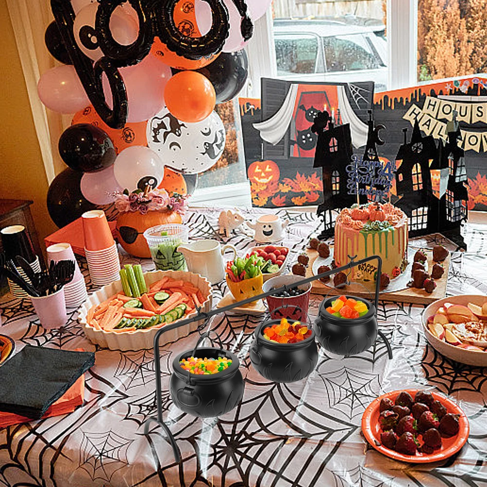 Набор Из 3-х Черных Котел Пластиковые Мелки Украшения Для Хэллоуина Ведра Конфет