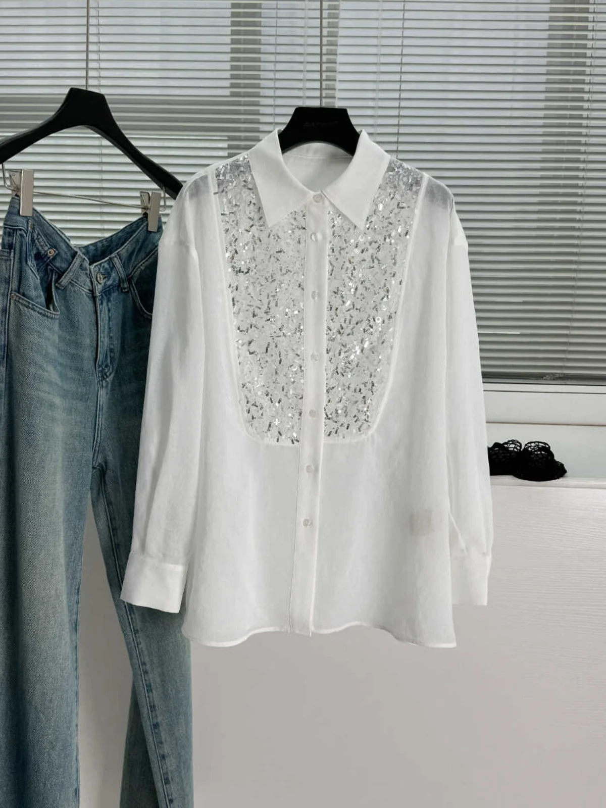 Bi Grab Хороший продукт дизайн с блестками свободные рубашки длинными рукавами и