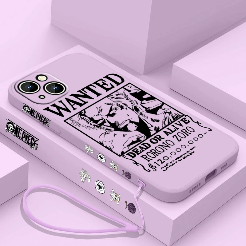 w jednym kawałku etui na telefon Luffys do Apple iPhone 15 14 13 12 11 Pro Max Plus 8 7 SE Liquid Left Rope Capa Cover