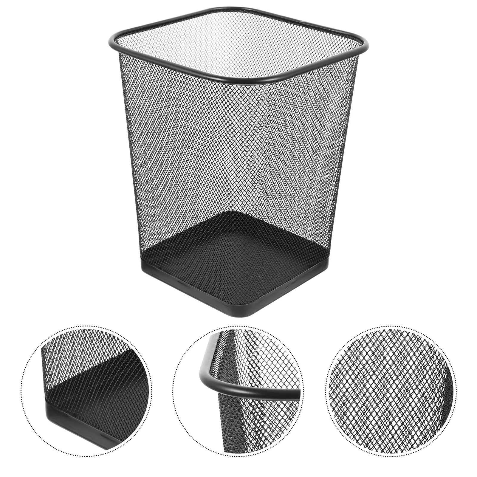 

Can Trash Garbage Bin Waste Mesh Basket Container Wire Metal Wastebasket Bedroom Office Paper Black Kitchen Recycling Retro