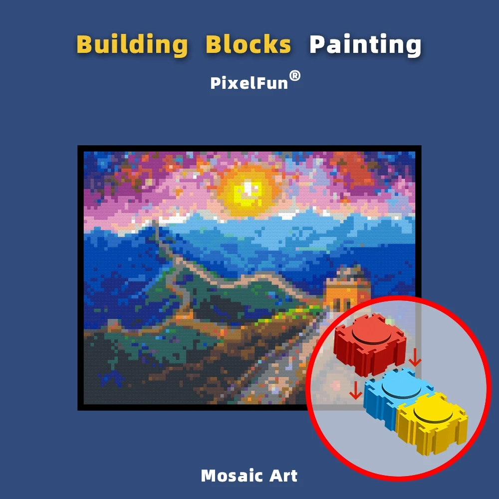 Night Sky Style DIY Building Block Painting Great Wall Mosaic Dots Pixel Art Home Decoration Travel Records Life Colorful Bricks