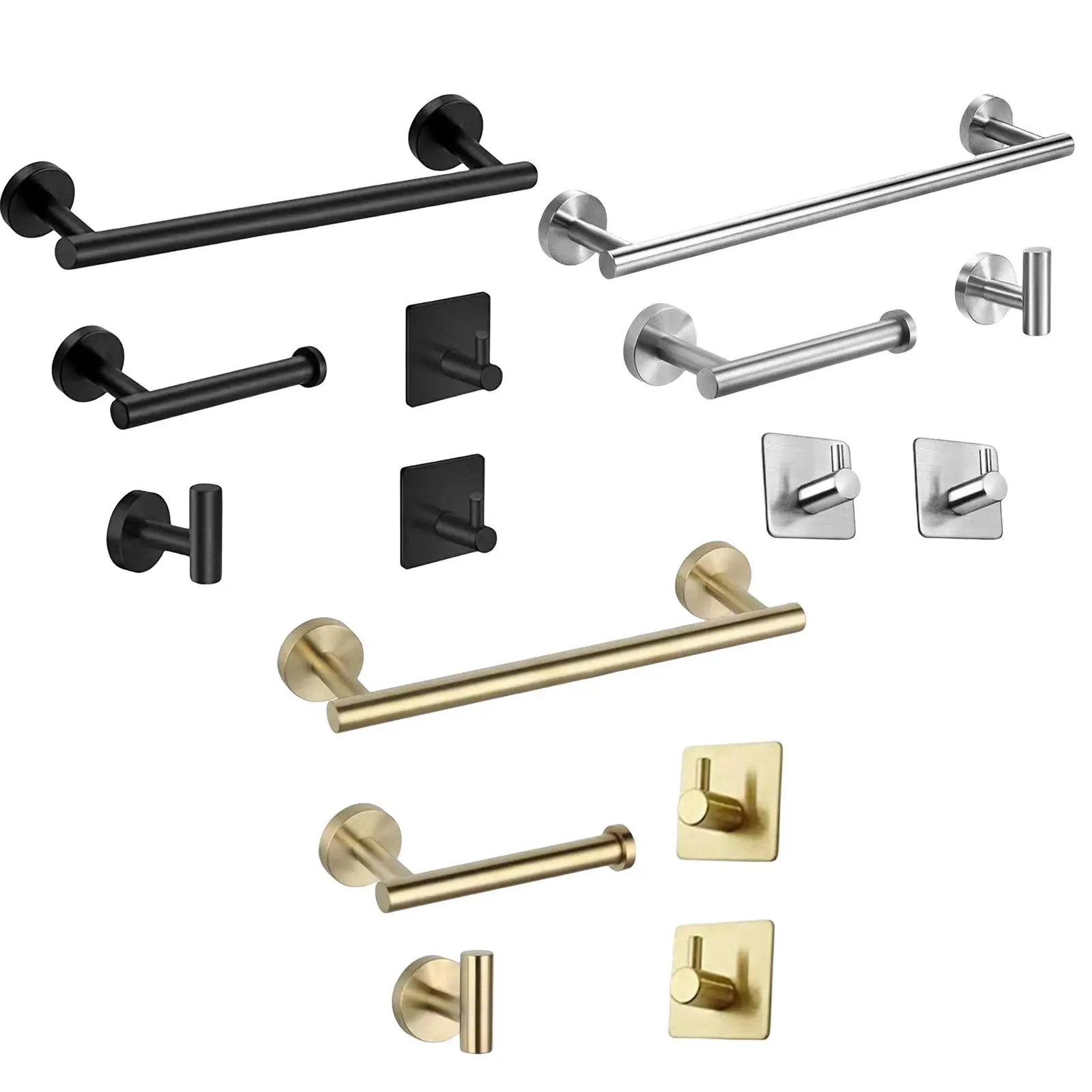 

Modern Style Bathroom Accessories Kit Towel Bar Rustproof Towel Hooks Toilet Paper Holder Wall Mounted for Shower Room Kitchen