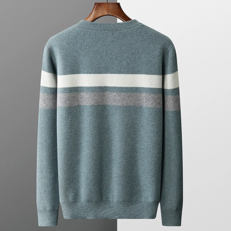 Осень/зима кашемировый свитер из 100% шерсти мужской с круглым вырезом толстый