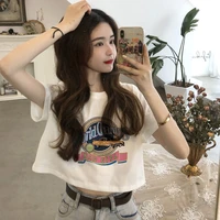 women o neck casual loose tshirt short sleeve white tops tee summer students korean version ins gothic top harajuku print mujer