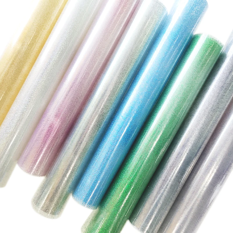 

Holographic Faux Leather Sheets Transparent TPU Fine Glitter for Earrings Keychains Shoes Handbags Jackets Decor Handmade Crafts