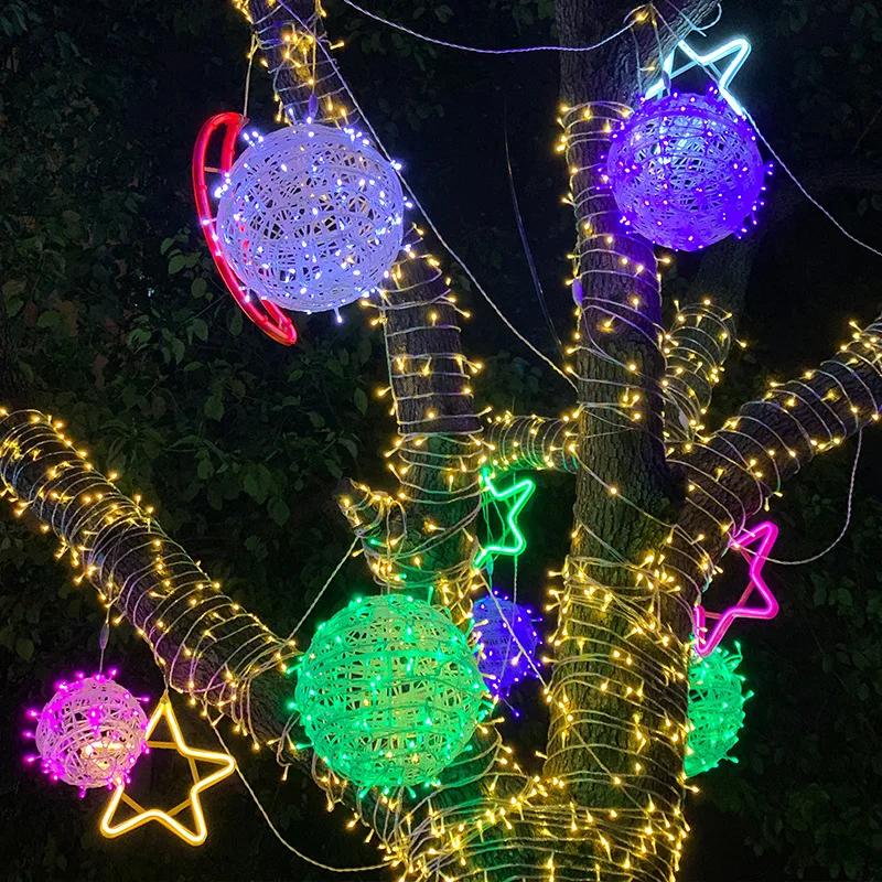 

LED Lighting String 20CM 30CM 220V Waterproof Rattan Ball Christmas Street Garland for Holiday Home Garden Wedding Decoration