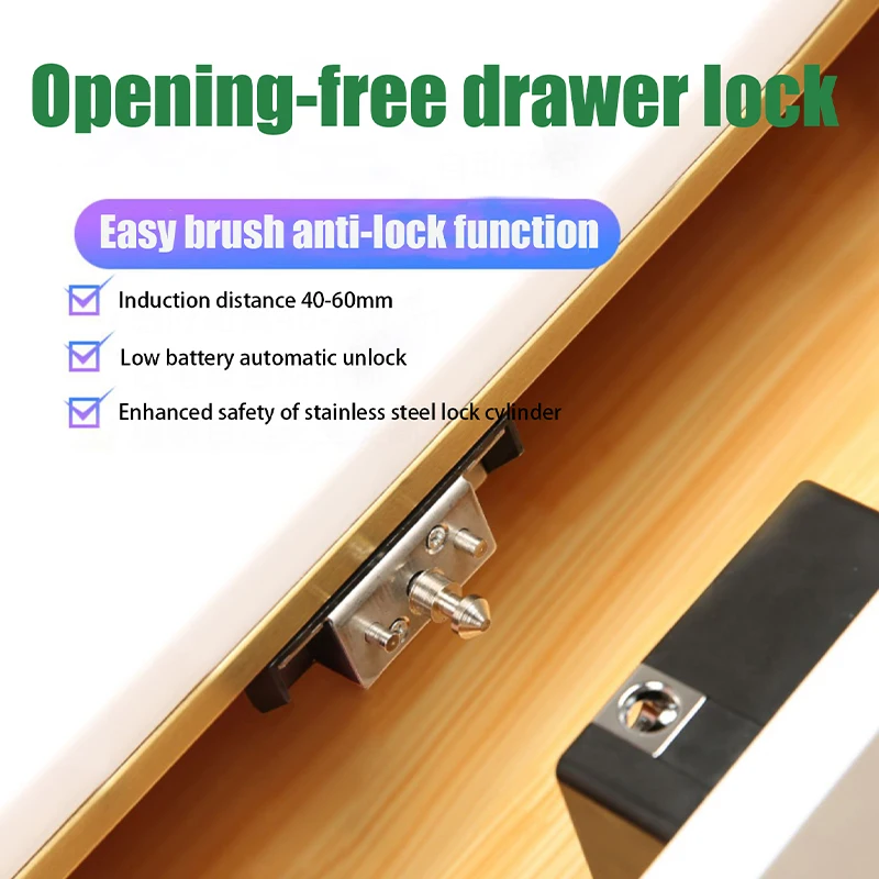 

2022 Hole-free drawer lock universal cabinet lock invisible lock locker lock pass-through lock APP smart card swipe cabinet lock