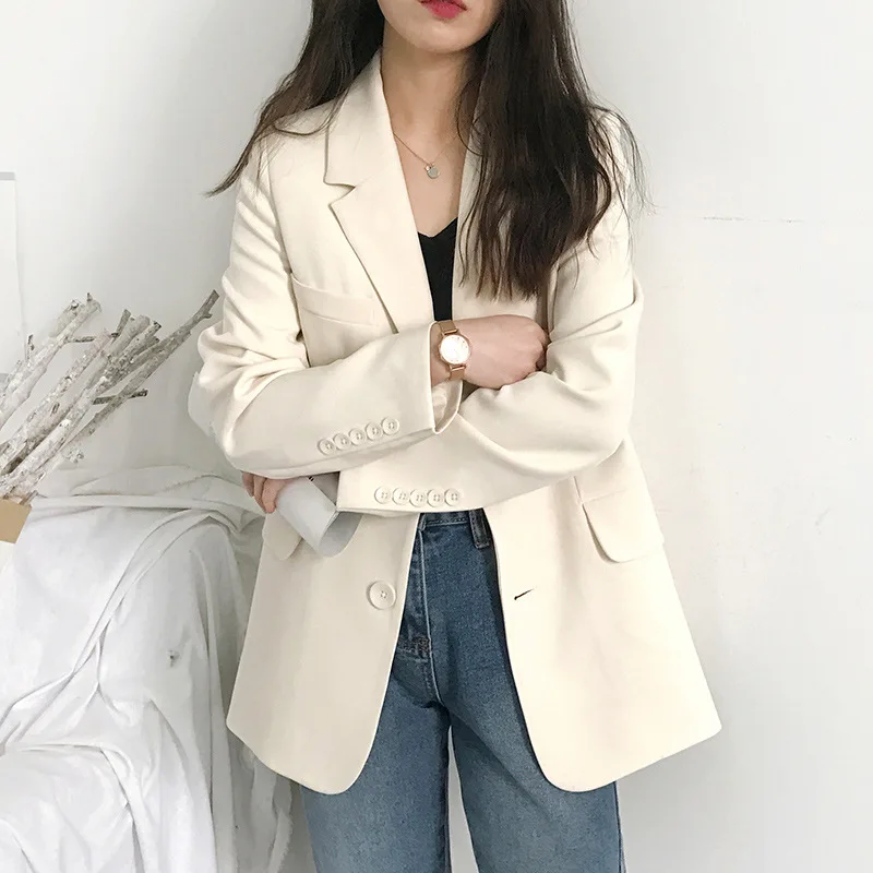 New 2023 Korean Casual Blazer Women Coat Loose Fashion Solid Color Slim Women Blazers and Jackets