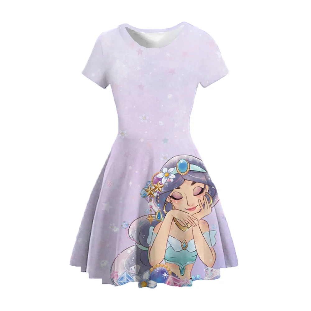 

Disney Princess Jasmine Dress Girls Pretty Dress Party Fantasy Costume Kids Lace Casual Sleeveless Summer Dress 4-14T