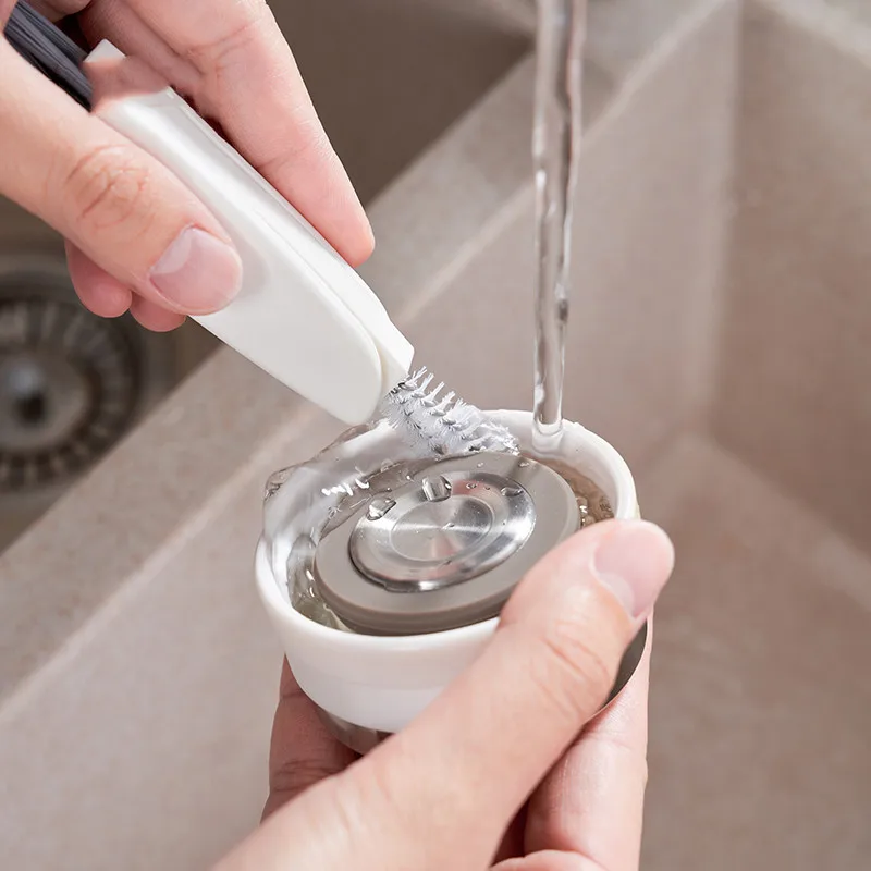 

Multifunctional Crevice Cleaning Brush Vacuum Flask Cleaning Brush Lid Groove Brush Nylon Three-in-one Cup Cleaning Brush
