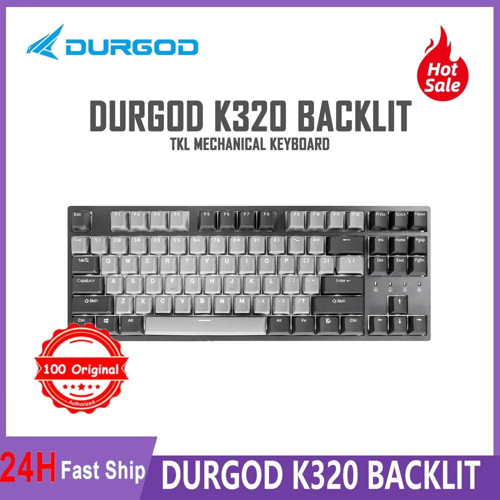 

Механическая клавиатура durgod 87 corona k320 с подсветкой, клавиатура переключатели cherry mx pbt doubleshot, с колпачками для клавиш, коричневого синего черного красного серебряного цвета