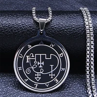 goth sigil of andrealphus satan demon necklace hollow stainless steel round silver color gothic necklaces jewelry gifts n3355s03