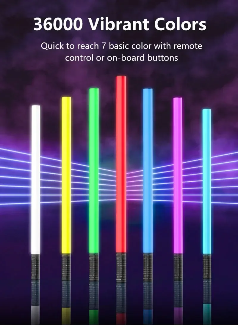 Фото Светодиодная RGB-лампа LUXCEO 120 см, 18 Вт, с управлением через приложение, меняющая цвет, для фотосъемки, вечеринок и игр №5