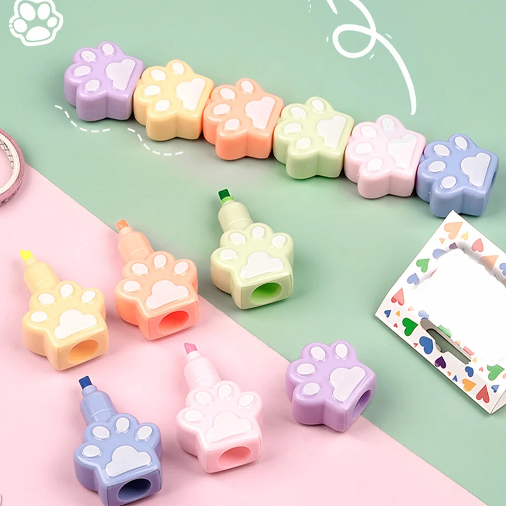 

1 Set of Book Marking Pens Cat Paw Modeling Highlighter Pens Art Markers Pen Adorable Highlighters