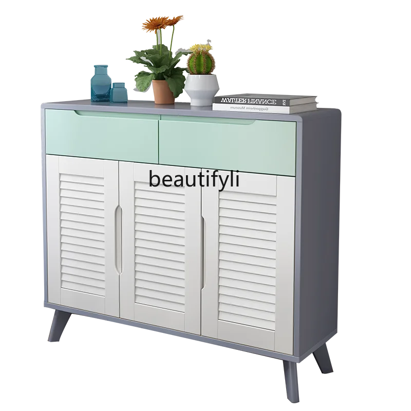 

CXH Modern Minimalist Louver Hallway Hall Cabinet Living Room Shoe Cabinet Color Light Luxury Storage Cabinet